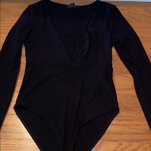 Black v neck body suit